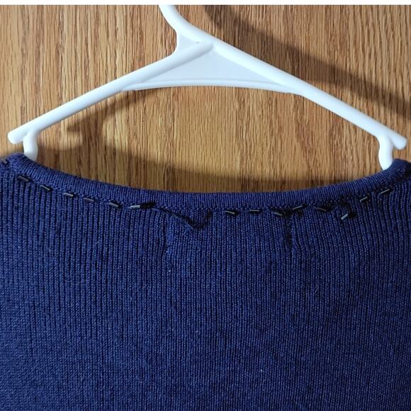 Vtg Petite Sophisticate Beaded Cardigan S Navy Old Money Classic Hong Kong Wool - Picture 8 of 10